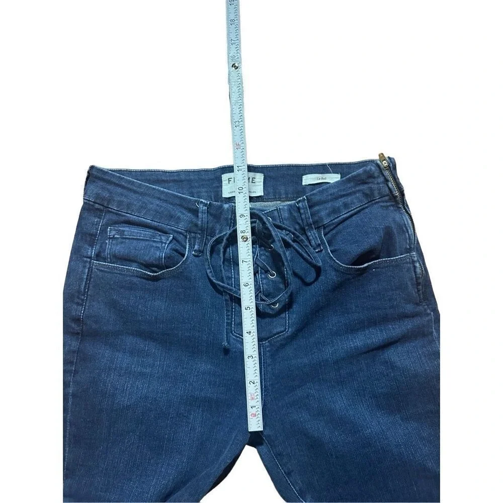 Frame Le Bell Lace Up Jean In Hayworth High Waist Cropped Flare Jeans Sz 27 - Picture 7 of 11